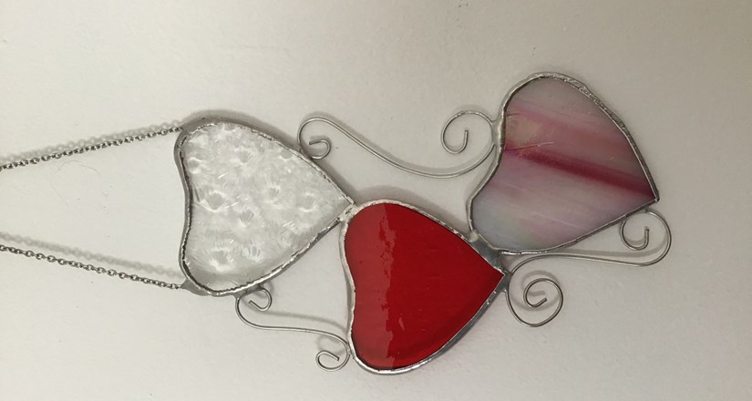 Stained Glass Trio of Hearts